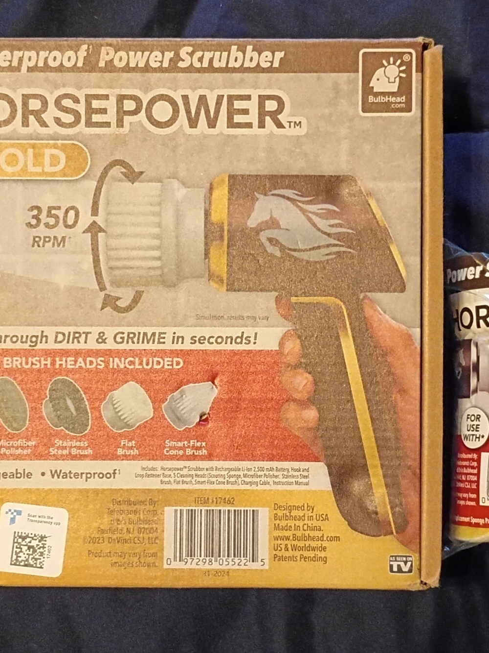 Horsepower Gold Power Scrubber — Gold/Black Cleaning Tool With 5 Extra Scrubbers